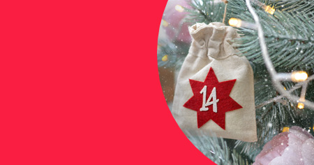 Adventssäckchen mit der Zahl 14 darauf